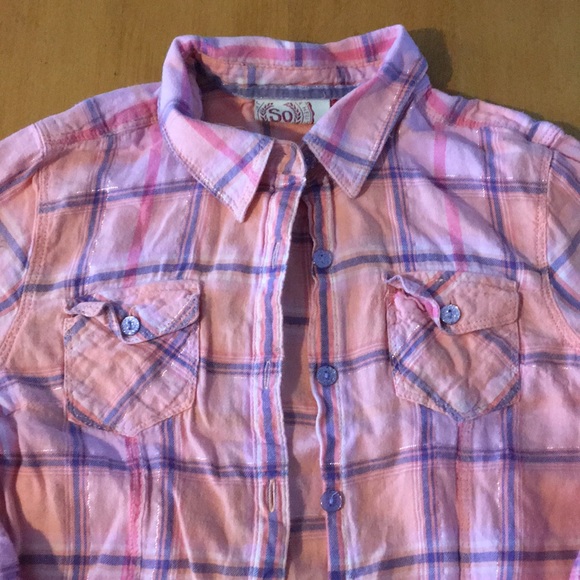 **CLEARANCE** SO - Girl's Plaid Shirt - Picture 5 of 9